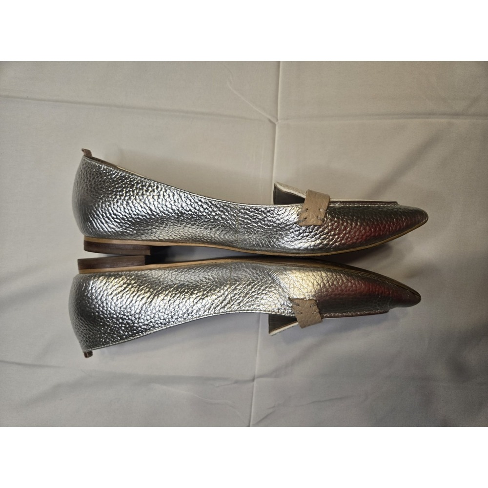 Boden Cordelia Colorblock Silver/White Pointed Flats Womens Sz 36.5 US 6.5‎ Prep